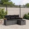 Image de Vidaxl Salon De Jardin 4 Pcs Avec Coussins Noir RÃ©sine TressÃ©e