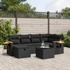 Image de Vidaxl Salon De Jardin 7 Pcs Avec Coussins Noir RÃ©sine TressÃ©e