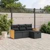 Image de Vidaxl Salon De Jardin 4 Pcs Avec Coussins Noir RÃ©sine TressÃ©e
