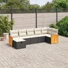 Image de Vidaxl Salon De Jardin 7 Pcs Avec Coussins Noir RÃ©sine TressÃ©e