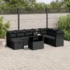 Image de Vidaxl Salon De Jardin 9 Pcs Avec Coussins Noir RÃ©sine TressÃ©e