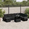 Image de Vidaxl Salon De Jardin 9 Pcs Avec Coussins Noir RÃ©sine TressÃ©e