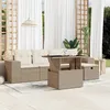Image de Vidaxl Salon De Jardin Avec Coussins 6 Pcs Beige RÃ©sine TressÃ©e