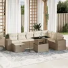 Image de Vidaxl Salon De Jardin Avec Coussins 9 Pcs Beige RÃ©sine TressÃ©e