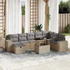 Image de Vidaxl Salon De Jardin Avec Coussins 9 Pcs Beige RÃ©sine TressÃ©e