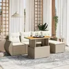Image de Vidaxl Salon De Jardin Avec Coussins 6 Pcs Beige RÃ©sine TressÃ©e