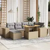Image de Vidaxl Salon De Jardin Avec Coussins 7 Pcs Beige RÃ©sine TressÃ©e