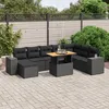 Image de Vidaxl Salon De Jardin 9 Pcs Avec Coussins Noir RÃ©sine TressÃ©e