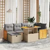 Image de Vidaxl Salon De Jardin Avec Coussins 7 Pcs Beige RÃ©sine TressÃ©e