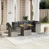 Image de Vidaxl Salon De Jardin Avec Coussins 7 Pcs Gris RÃ©sine TressÃ©e