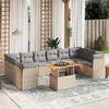 Image de Vidaxl Salon De Jardin 11 Pcs Avec Coussins Beige RÃ©sine TressÃ©e