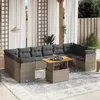 Image de Vidaxl Salon De Jardin 11 Pcs Avec Coussins Gris RÃ©sine TressÃ©e