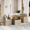 Image de Vidaxl Salon De Jardin Avec Coussins 6 Pcs Beige RÃ©sine TressÃ©e