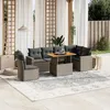 Image de Vidaxl Salon De Jardin Avec Coussins 7 Pcs Gris RÃ©sine TressÃ©e