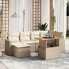 Image de Vidaxl Salon De Jardin Avec Coussins 7 Pcs Beige RÃ©sine TressÃ©e