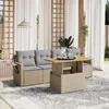 Image de Vidaxl Salon De Jardin Avec Coussins 5 Pcs Beige RÃ©sine TressÃ©e