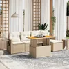 Image de Vidaxl Salon De Jardin Avec Coussins 6 Pcs Beige RÃ©sine TressÃ©e