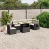 Image de Vidaxl Salon De Jardin 7 Pcs Avec Coussins Noir RÃ©sine TressÃ©e