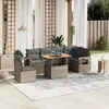 Image de Vidaxl Salon De Jardin Avec Coussins 7 Pcs Gris RÃ©sine TressÃ©e
