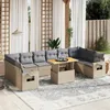 Image de Vidaxl Salon De Jardin 11 Pcs Avec Coussins Beige RÃ©sine TressÃ©e