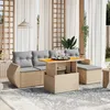 Image de Vidaxl Salon De Jardin Avec Coussins 6 Pcs Beige RÃ©sine TressÃ©e