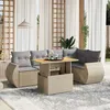 Image de Vidaxl Salon De Jardin Avec Coussins 6 Pcs Beige RÃ©sine TressÃ©e