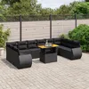 Image de Vidaxl Salon De Jardin 11 Pcs Avec Coussins Noir RÃ©sine TressÃ©e