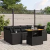 Image de Vidaxl Salon De Jardin 7 Pcs Avec Coussins Noir RÃ©sine TressÃ©e