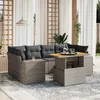 Image de Vidaxl Salon De Jardin Avec Coussins 7 Pcs Gris RÃ©sine TressÃ©e
