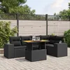 Image de Vidaxl Salon De Jardin 6 Pcs Avec Coussins Noir RÃ©sine TressÃ©e