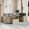 Image de Vidaxl Salon De Jardin Avec Coussins 6 Pcs Beige RÃ©sine TressÃ©e