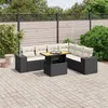 Image de Vidaxl Salon De Jardin 7 Pcs Avec Coussins Noir RÃ©sine TressÃ©e