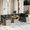 Image de Vidaxl Salon De Jardin 11 Pcs Avec Coussins Gris RÃ©sine TressÃ©e