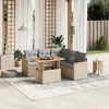 Image de Vidaxl Salon De Jardin Avec Coussins 6 Pcs Beige RÃ©sine TressÃ©e