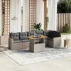 Image de Vidaxl Salon De Jardin Avec Coussins 7 Pcs Gris RÃ©sine TressÃ©e