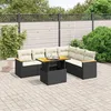 Image de Vidaxl Salon De Jardin 7 Pcs Avec Coussins Noir RÃ©sine TressÃ©e