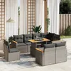 Image de Vidaxl Salon De Jardin 9 Pcs Avec Coussins Gris RÃ©sine TressÃ©e