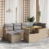 Image de Vidaxl Salon De Jardin Avec Coussins 7 Pcs Beige RÃ©sine TressÃ©e