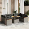 Image de Vidaxl Salon De Jardin Avec Coussins 10 Pcs Gris RÃ©sine TressÃ©e