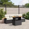 Image de Vidaxl Salon De Jardin 5 Pcs Avec Coussins Noir RÃ©sine TressÃ©e