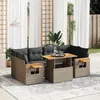 Image de Vidaxl Salon De Jardin Avec Coussins 7 Pcs Gris RÃ©sine TressÃ©e