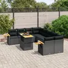 Image de Vidaxl Salon De Jardin 9 Pcs Avec Coussins Noir RÃ©sine TressÃ©e