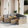 Image de Vidaxl Salon De Jardin Avec Coussins 9 Pcs Beige RÃ©sine TressÃ©e