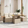 Image de Vidaxl Salon De Jardin Avec Coussins 6 Pcs Beige RÃ©sine TressÃ©e