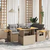 Image de Vidaxl Salon De Jardin Avec Coussins 5 Pcs Beige RÃ©sine TressÃ©e