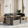 Image de Vidaxl Salon De Jardin 5 Pcs Avec Coussins Gris RÃ©sine TressÃ©e