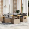 Image de Vidaxl Salon De Jardin Avec Coussins 6 Pcs Beige RÃ©sine TressÃ©e