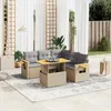 Image de Vidaxl Salon De Jardin Avec Coussins 6 Pcs Beige RÃ©sine TressÃ©e