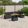 Image de Vidaxl Salon De Jardin 7 Pcs Avec Coussins Noir RÃ©sine TressÃ©e