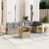 Image de Vidaxl Salon De Jardin Avec Coussins 7 Pcs Beige RÃ©sine TressÃ©e